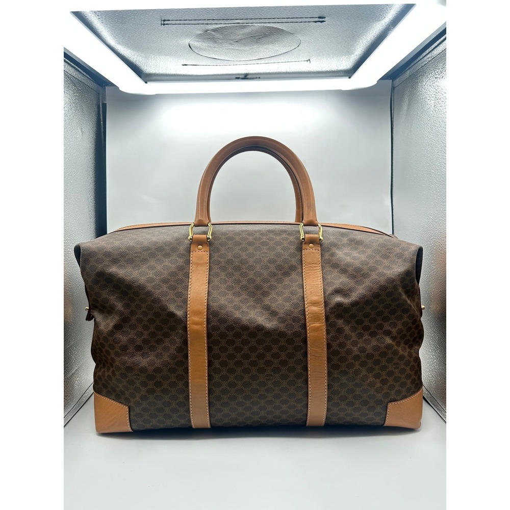 Vintage Celine Macadam Canvas Boston Bag XL Weekender Travel Duffle Carry-On - Picture 2 of 15